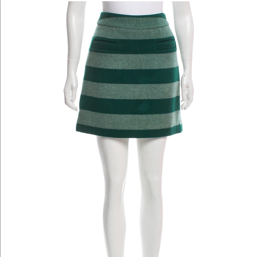 Kate Spade Wool Green Striped Skirt